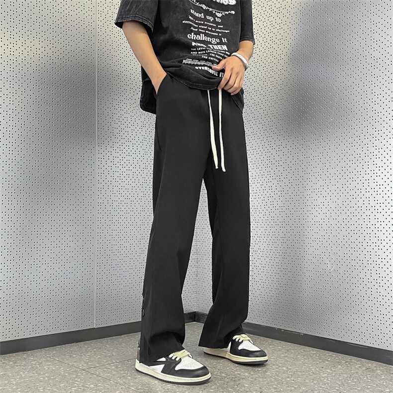 男士春夏冰丝裤直筒裤宽松休闲裤后牌纽扣潮流K508-P35,男装休闲裤,星座1109-3