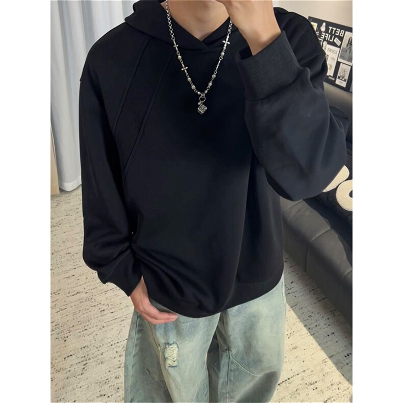 美式复古基础款上衣简约宽松连帽卫衣男W4678-P38【特价】图片