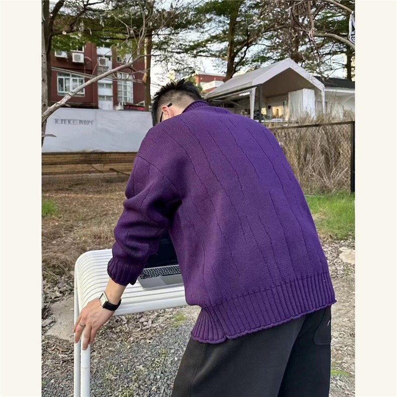立领针织开衫外套男女秋款季慵懒风外穿宽松休闲毛衣潮M5003P60,男装针织衫/毛衣,星座1013-1