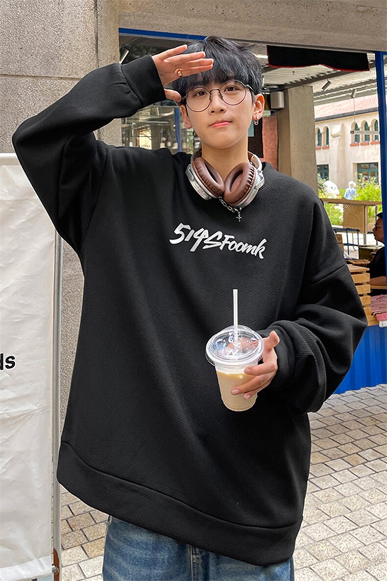 华夫格！华夫格上衣男圆领华夫格卫衣男大码长袖t恤男HY246-特P23,男装卫衣,电商B367