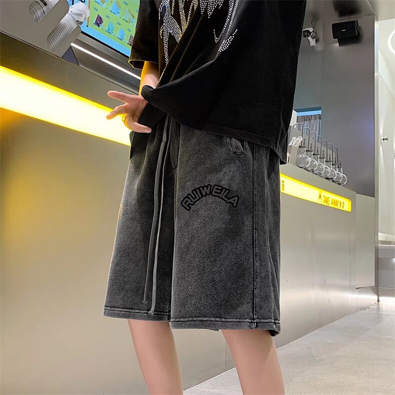 夏季牛仔短裤男潮牌街头宽松做旧情侣百搭工装五分裤K3332-P42，男装牛仔裤，星座512-3