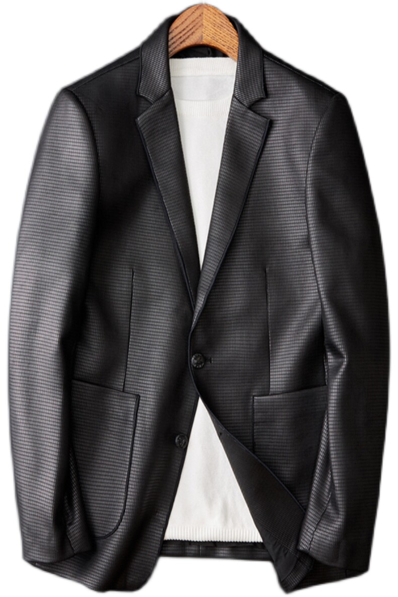 秋冬男士皮衣PU皮西服修身外套商务休闲西装7218P195,男装皮衣,电商D225