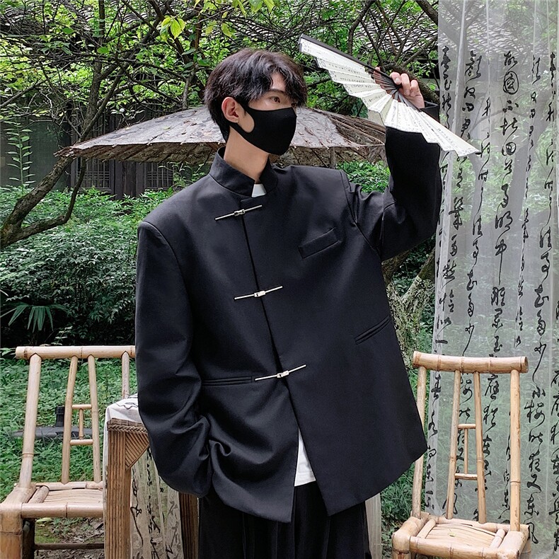 新中式金属搭扣设计西服男大码情侣西装男外套XF77858P85控138图片