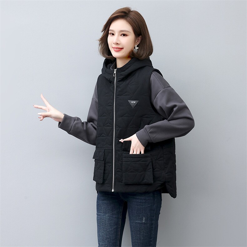 2023冬季时尚简约优雅休闲百搭潮流棉马甲两件套,女装马甲,独衣靓
