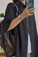 薄款冰丝短袖衬衫男简约纯色垂感休闲痞帅衬衣CS288-P20，男装衬衫，星座301C-5
