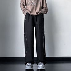 美式复古撞色拼接运动裤春秋季ins潮牌宽松阔腿休闲裤K7409-P38，男装休闲裤，星座512-4