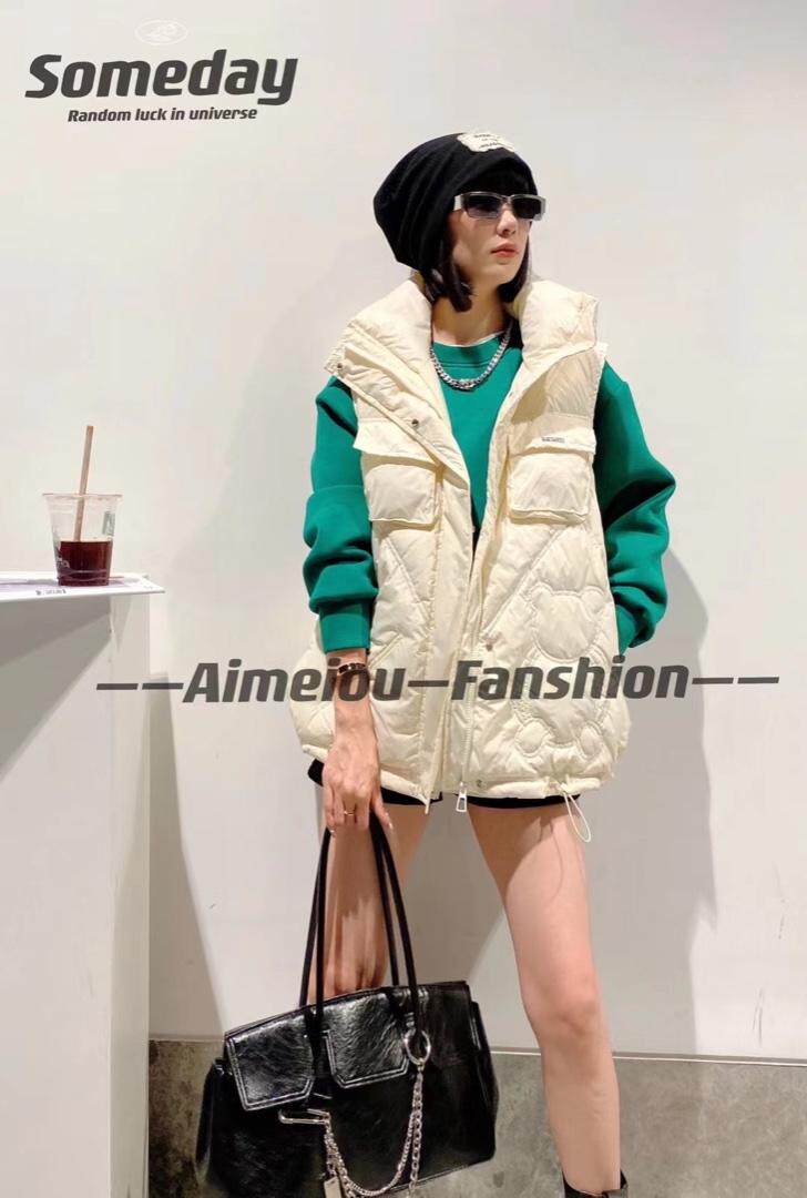 爱美欧现货小熊贴标羽绒马甲，女装马甲，爱美欧