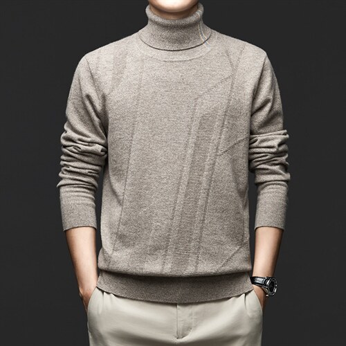 XF562171男士冬季新款长袖高翻领纯山羊绒针织衫休闲P522，男装针织衫/毛衣，电商B360