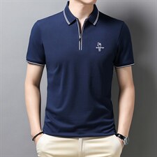 中老年t恤男士夏季2023年新款爸爸夏装冰丝短袖中年商务休闲上衣，男装T恤，电商B212（原钱塘6029）