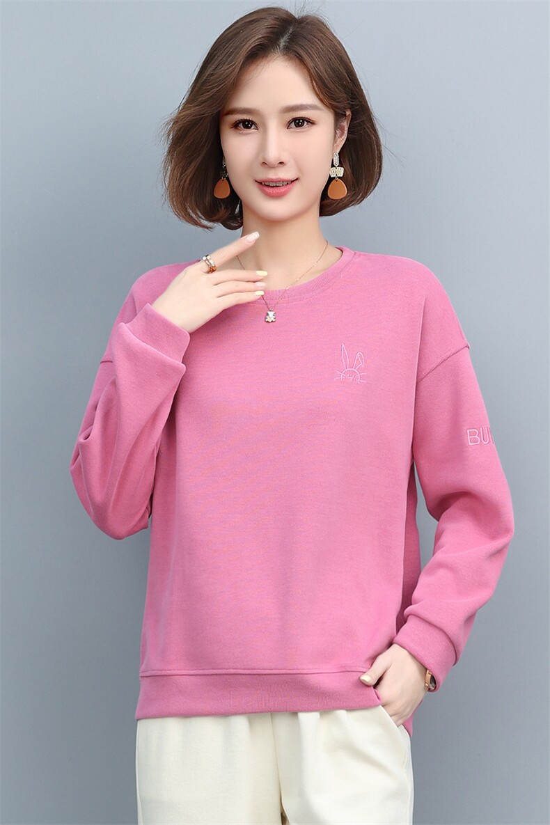 2021秋季新款简约时尚减龄圆领宽松休闲舒适卫衣，女装卫衣/绒衫，鑫鑫格