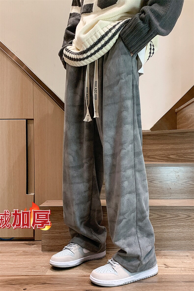 灯芯绒扎染工艺新款休闲裤男宽松D329-QM534-薄款55-加绒P65-控88,男装卫衣,电商D329