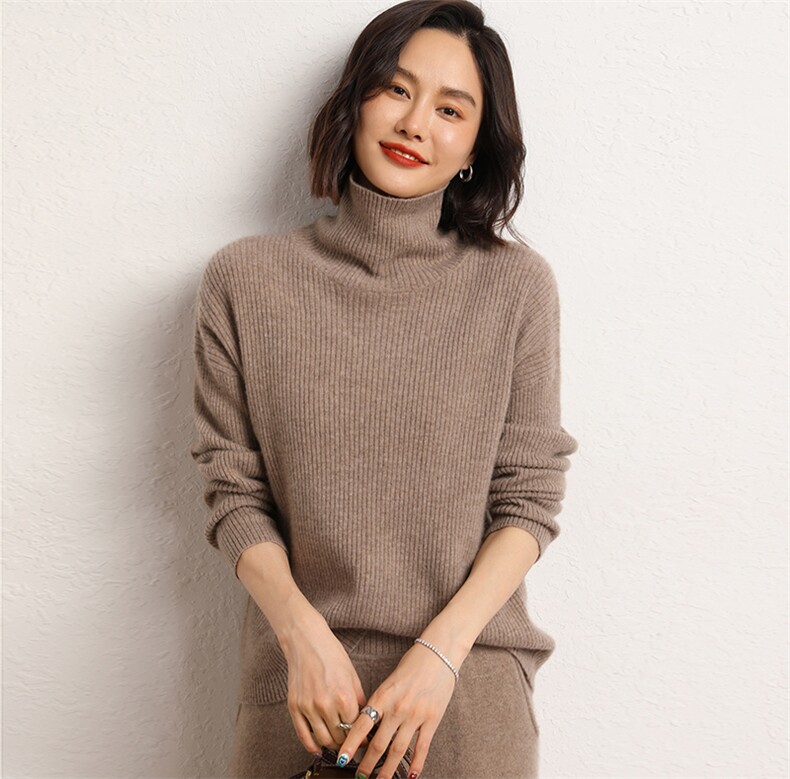 秋冬新款半高领山羊绒衫女羊绒打底衫简约套头毛衣,女装羊绒衫,五色羊羊绒
