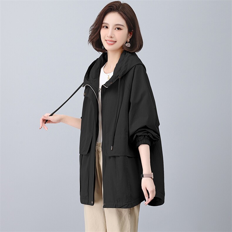 2025新款杭州意法风衣女时尚中年妈妈洋气大码休闲中长款春秋外套,女装风衣,江忆布依