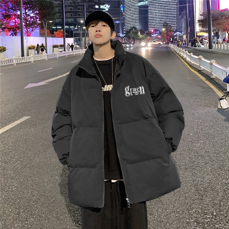 港风夜景冬款字母印花宽松休闲立领棉服A247-MY2091特批65控98,男装棉衣,电商A247