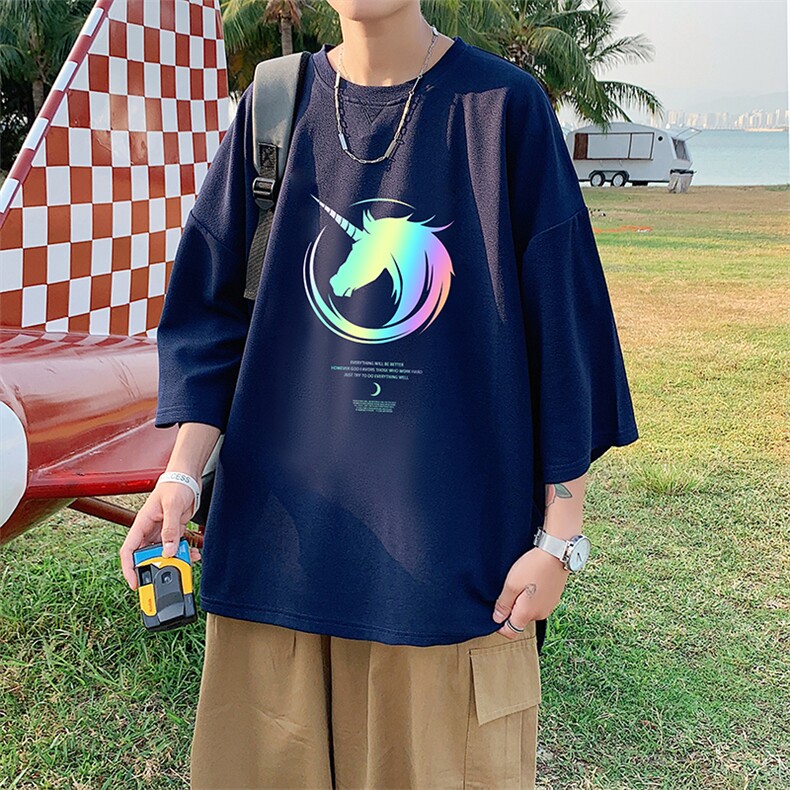 Q11138-P30春夏季七分袖t恤男大码五分袖男短袖中袖,男装T恤,电商A040