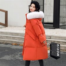 2020冬季新款时尚气质大毛领保暖舒适连帽中长款羽绒服，女装羽绒服，贵人树