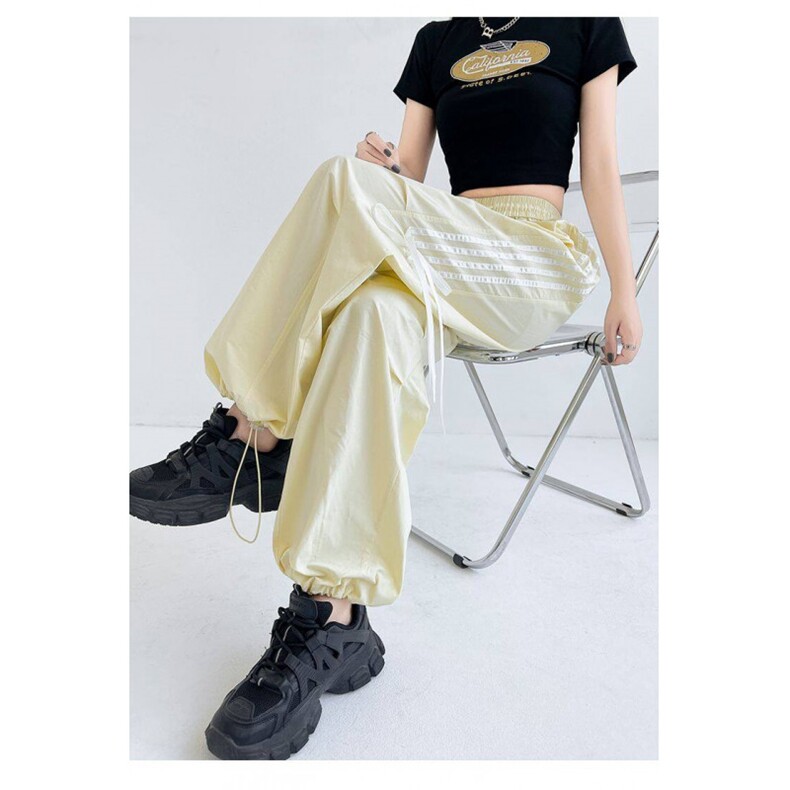 AK2396-p40多巴胺蝴蝶结阔腿休闲裤女夏季运动伞兵工装长裤,女装休闲裤,星座617A-2