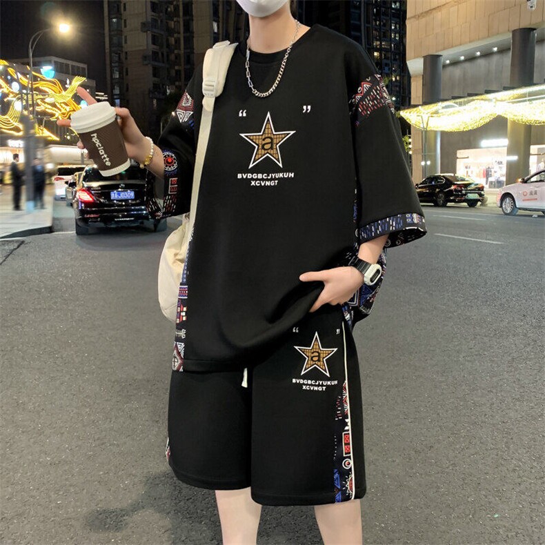 2025新款青少年休闲短袖套装面料超好大货以备,男装休闲套装,星座1206（原A206）
