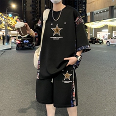 2025新款青少年休闲短袖套装面料超好大货以备，男装休闲套装，星座1206（原A206）