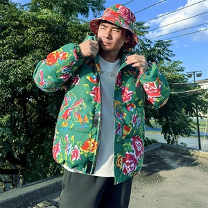MY206绿色连帽加厚保暖防寒棉衣外套棉袄棉服东北大花男女团队潮图片