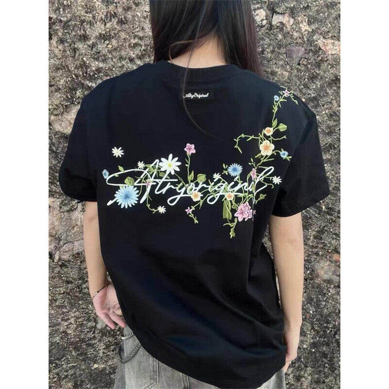 欧美刺绣青年短袖男夏季美式纯棉重工情侣花卉t恤上衣L14133-P35,男装T恤,星座1008