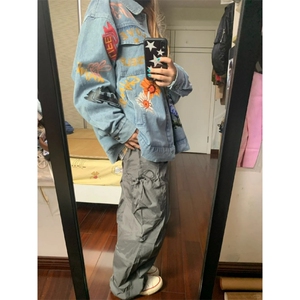 【有货】美式复古花卉印花牛仔外套男高级感夹克J3610CC-特P75图片
