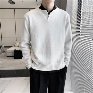 轻熟风复古宽松V领针织毛衣内搭打底针织衫M58/P68控88图片