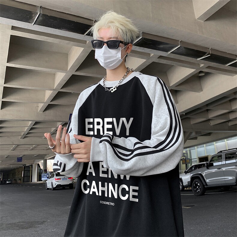 抖音得物供货提供视频秋冬重磅美式宽松织带圆领卫衣0747,男装卫衣,电商A486