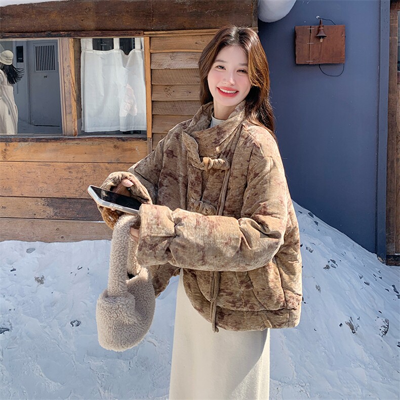 新中式国风晕染立领羽绒服女冬短款2025新款小个子巨好看保暖外套,女装羽绒服,2C309