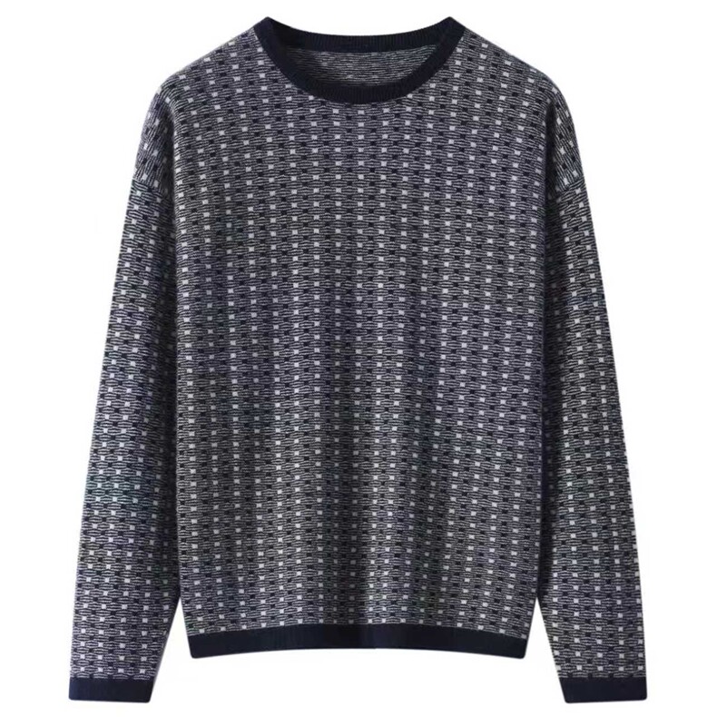 2025年秋季时尚百搭通勤简约休闲港风复古格子加厚羊绒衫，女装羊绒衫，麦德绒