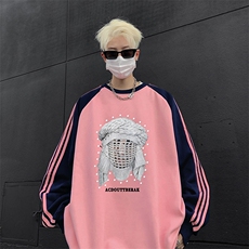 抖音得物供货提供视频秋冬重磅美式宽松织带圆领卫衣0731，男装卫衣，电商A486