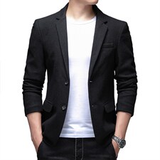 男士纯色西装领时尚羊毛外套2023春季帅气中青年夹克衫西服潮上衣图片