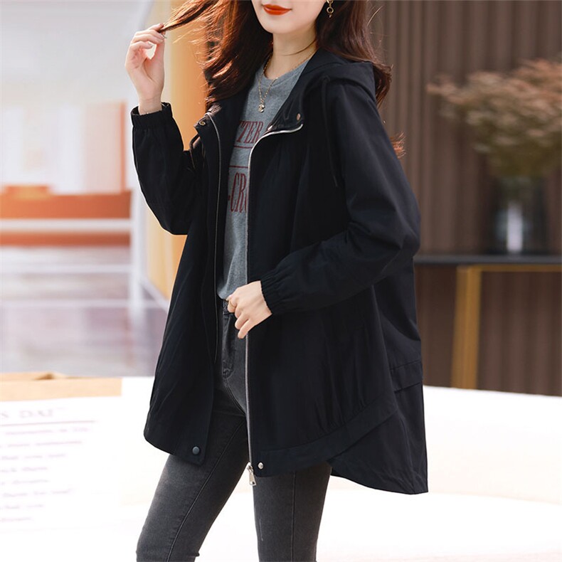 zq中长款加绒加厚高档派克服2025秋冬季新款宽松显瘦大码风衣女外,女装风衣,丽影随形