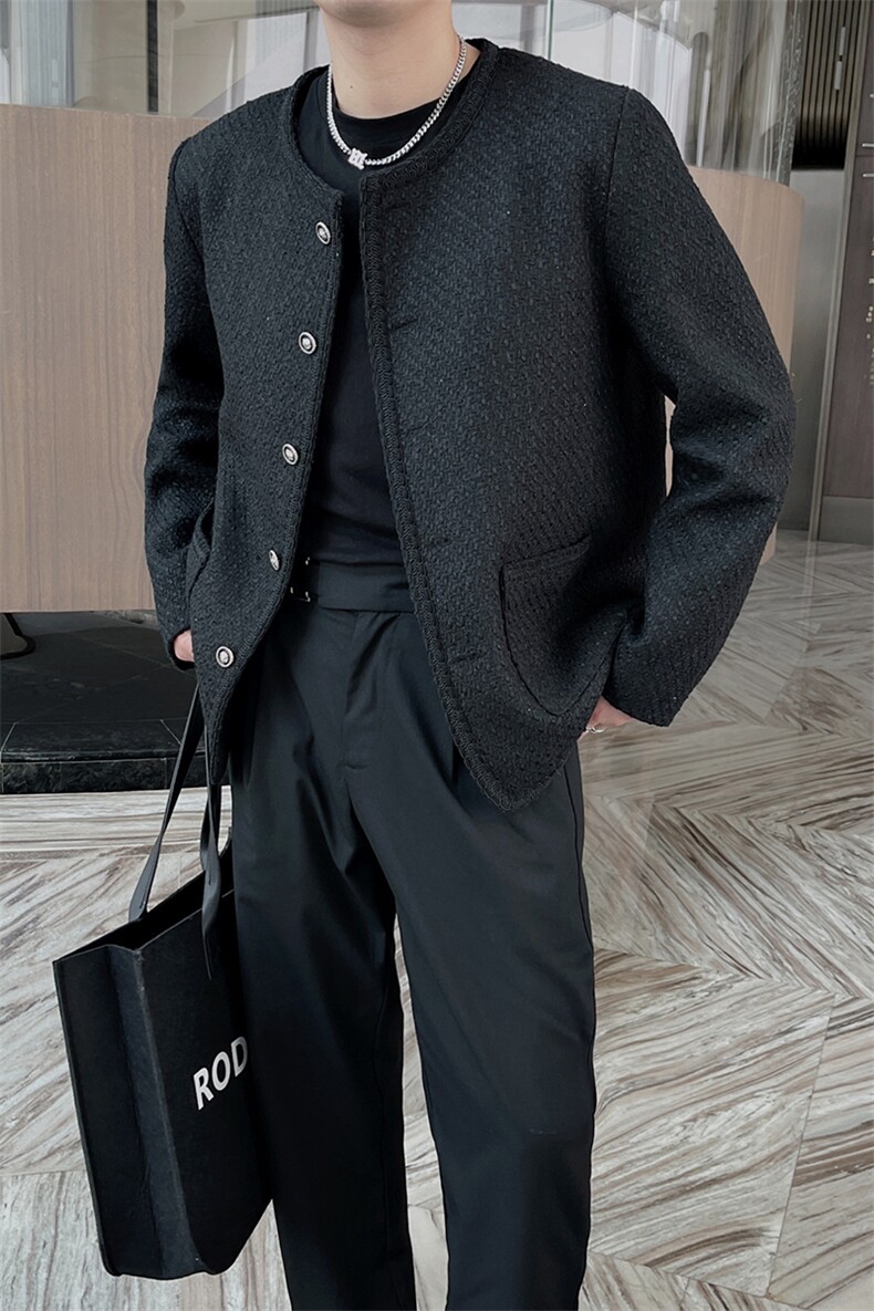秋冬韩版小香风外套男短款高级感炸街夹克上衣男JK9125-P120控150,男装夹克,电商B267