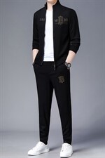 春秋季2023新款高端商务休闲套装男中青年开衫印花卫衣三件套，男装休闲套装，电商B212（原钱塘6029）