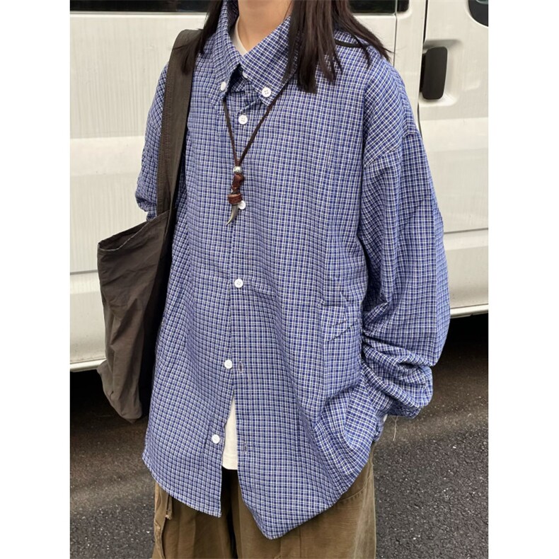 新款衬衫男新款格子衬衫男宽松时尚衬衫休闲长袖衬衣衬衫CS3211图片