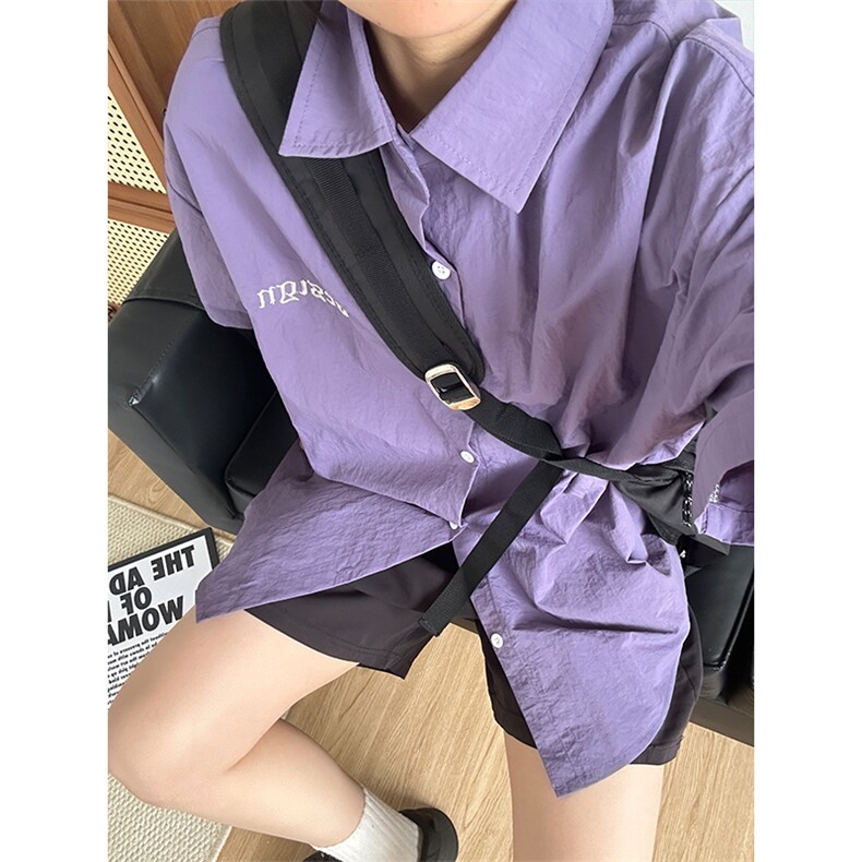 夏季新款速干短袖刺绣衬衫潮流港风宽松百搭男半袖 CS285-P35图片