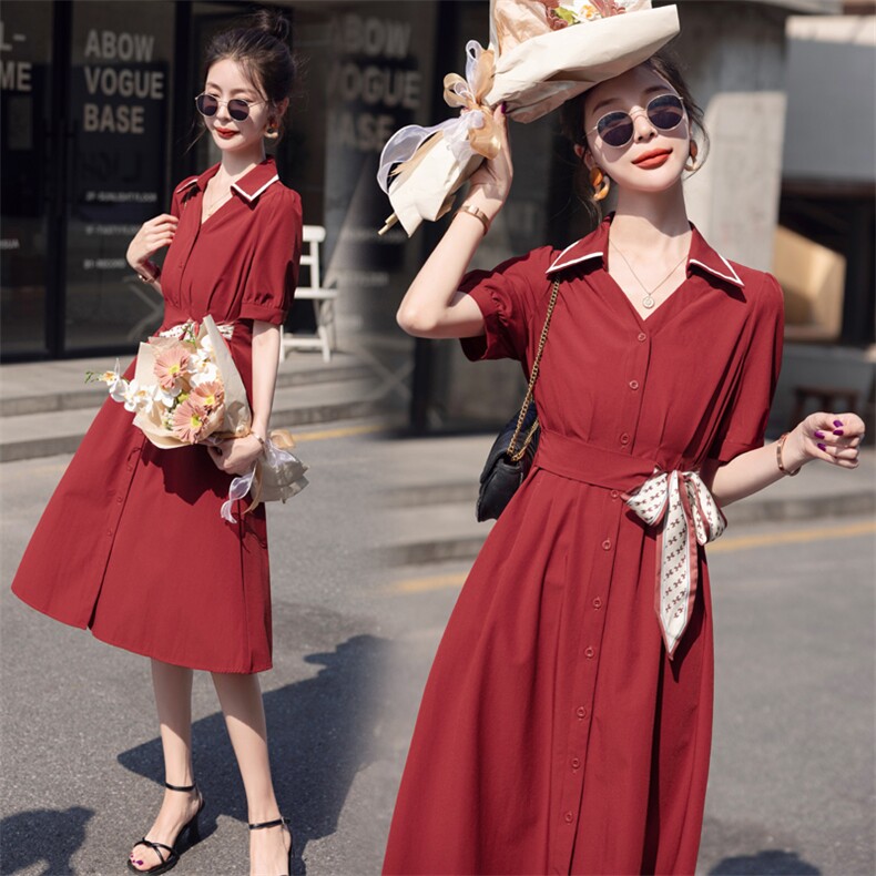 18-24周岁时尚潮流40-49周岁2023年夏季，女装连衣裙，浪花E族（衣布洛）