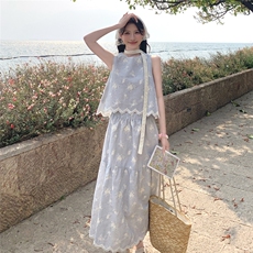 夏季新款韩系甜美减龄百搭显瘦开衫+半身裙两件套套装女，女装套装/套裙，2C159