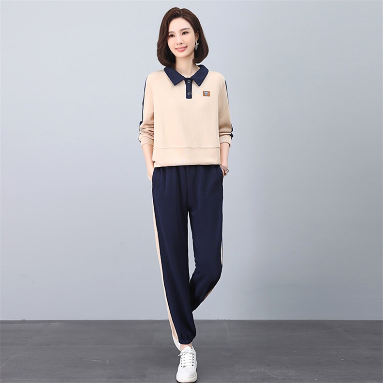 运动服套装女春秋季2025秋装新款时尚妈妈洋气大码休闲卫衣两件套,女装套装/套裙,天丽