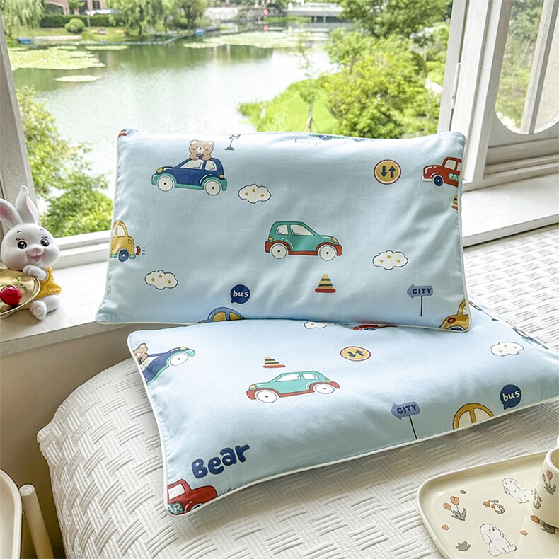 新款60S全棉单边嵌绳卡通印花儿童学生成人枕套，枕套/枕芯，一起卖家纺