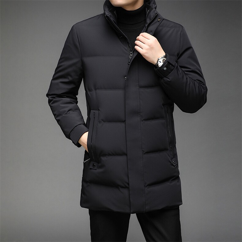 羽绒服男中长款2023新款冬装时尚立领男士休闲外套HYD2125-P305,男装羽绒服,电商B212（原钱塘6029）