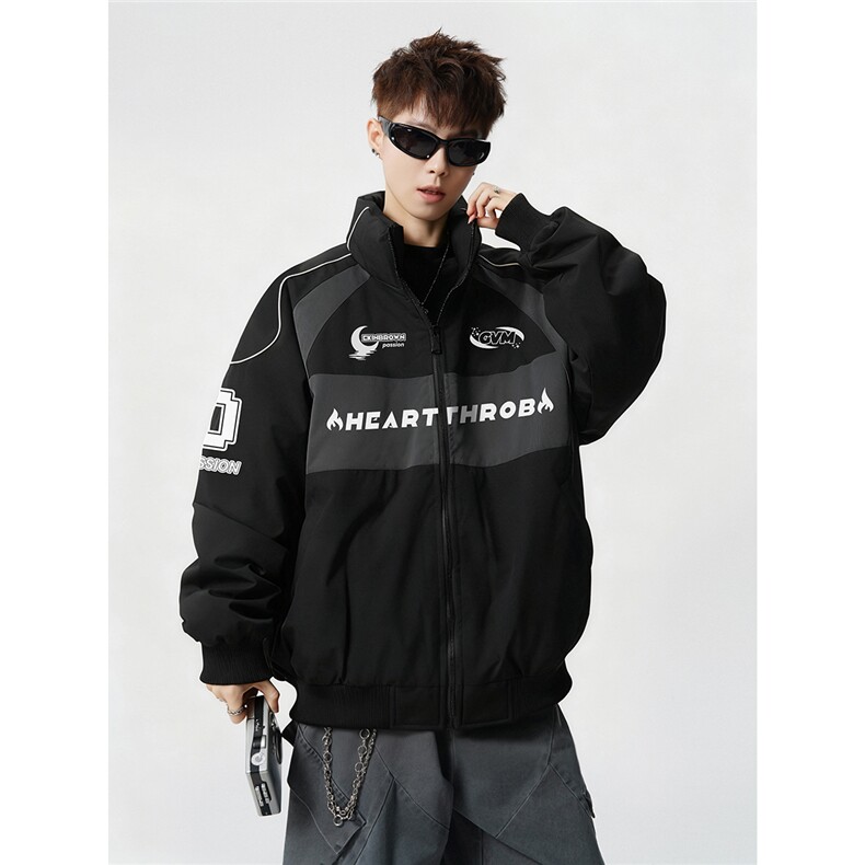 印花机车户外赛车M-5XL大码：涤纶棉衣男白底78179P128控178，男装棉衣，星座227-7