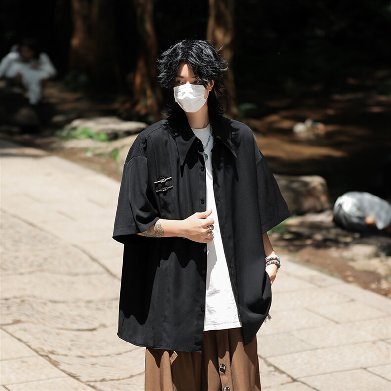 风短袖衬衫男2024夏季新款宽松中山装衬衣外套C45-P40,男装衬衫,星座308B-2