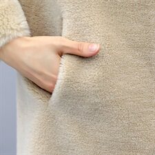 颗粒绒水貂毛领100%羊毛中长款直筒简约时尚皮毛一体外套，女装毛呢外套，媚琳依坊