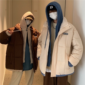 男女假两件棉衣棉服2025冬季新款潮情侣装C528-90图片