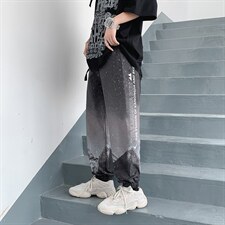 日系高街运动纯色韩版休闲裤宽松星空渐变九分束脚裤K1303-P30，男装休闲裤，星座512-4