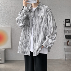 8XL-M灯芯绒长袖衬衫特大码痞帅扎染衬衣美式复古外套CS9002/P55图片