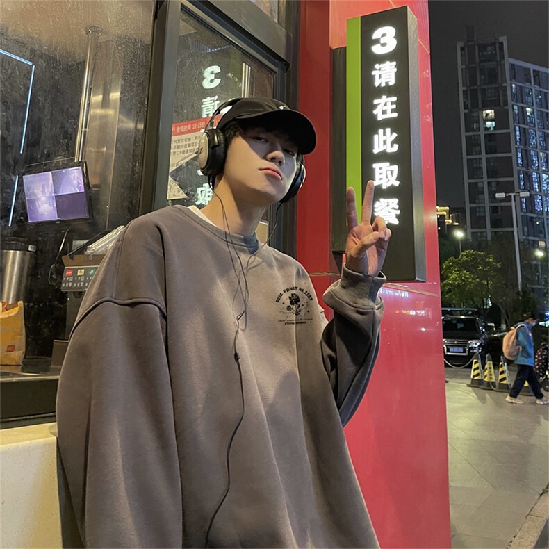 特P25控48秋冬新款男士圆领卫衣宽松休闲日常百搭上衣WQ2456,男装卫衣,电商B370