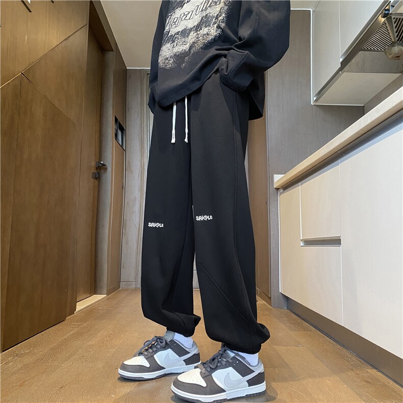2024春季新款潮流字母刺绣运动宽松卫裤B315-K23497-p55控78,男装休闲裤,电商B315